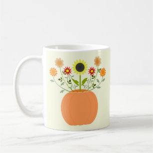 Taza De Café Flores de Acción de Gracias en Calabaza