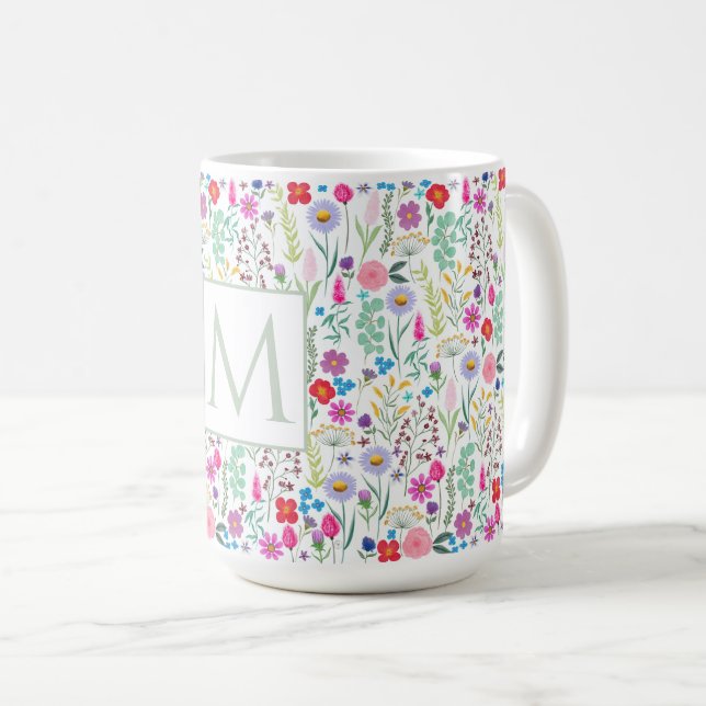 Taza De Café Flores de acuarela botánica de bonito (Anverso derecho)
