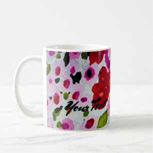 Taza De Café Flores de Acuarela de Color Intenso