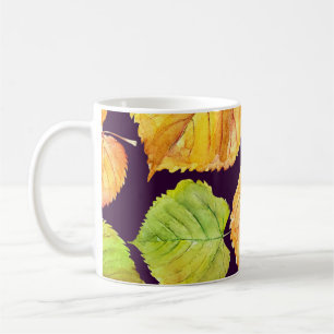 Taza De Café Flores de acuarela otoñales, patrón sin costuras.
