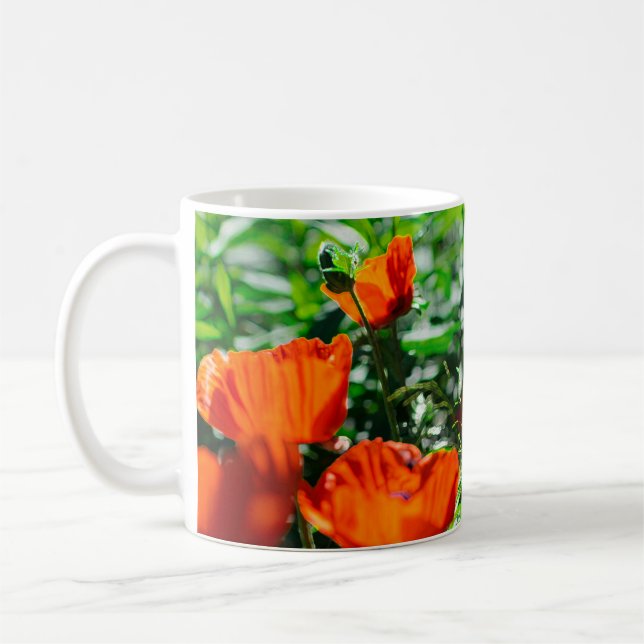 Taza De Café Flores de adormidera de Naranja rojo estilizado (Izquierda)