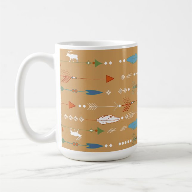 Taza De Café Flores de alces tribales bohemias (Izquierda)