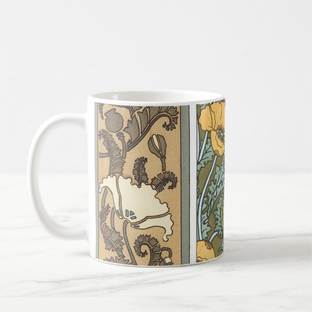 Taza De Café Flores de amapola Art Nouveau floridas (Izquierda)