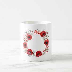 Taza De Café Flores de Amapola Elegantes Amapolas Rojas Florale