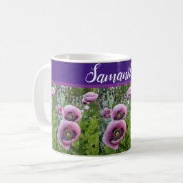 Taza De Café Flores de amapola morada rosa Poppies florales