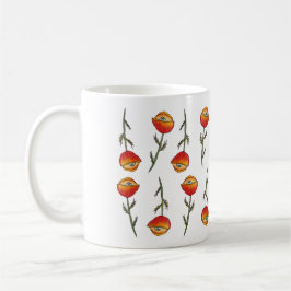 Taza De Café Flores de amapola Patrón de arte