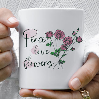 Taza De Café Flores de amor de Mug Peace personalizadas