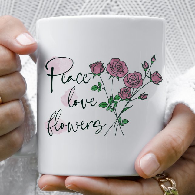 Taza De Café Flores de amor de Mug Peace personalizadas (Subido por el creador)