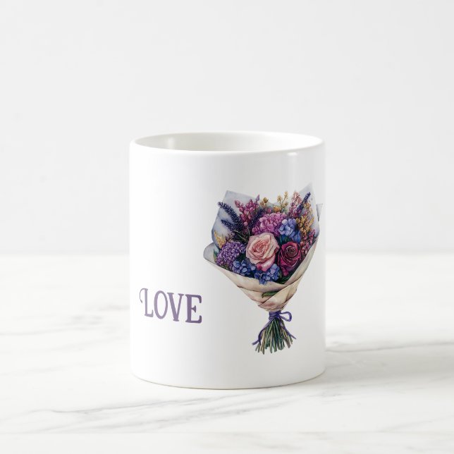 Taza De Café Flores de Amor Rosa Purpura (Centro)