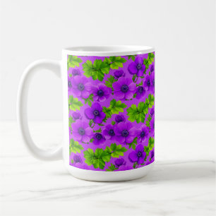 Taza De Café Flores de Anémona Moradas Vibrantes