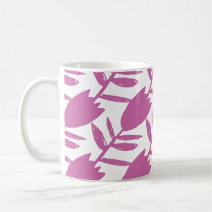 Taza De Café Flores de arándano rosa abstractas sin fisuras en