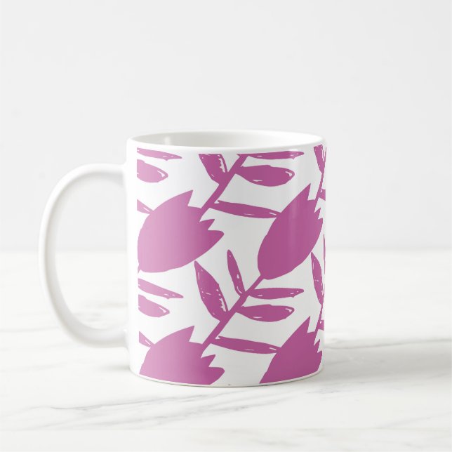 Taza De Café Flores de arándano rosa abstractas sin fisuras en (Izquierda)