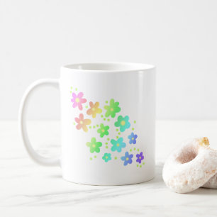Taza De Café Flores de arcoiris capilares