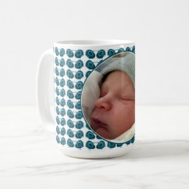 Taza De Café Flores de Art Nouveau en azul