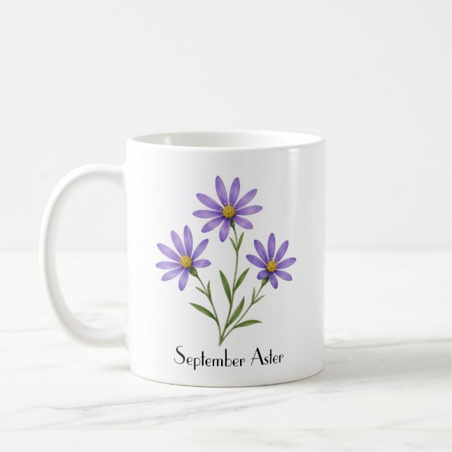 Taza De Café Flores de Aster de Septiembre (Izquierda)