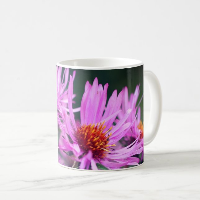 Taza De Café Flores de Aster Rosa Personalizadas (Anverso derecho)
