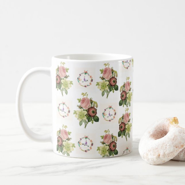 Taza De Café flores de barro (Con donut)