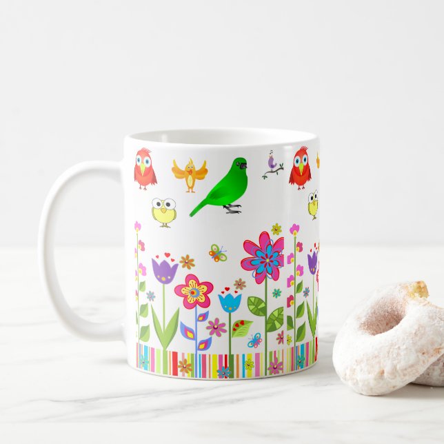 Taza De Café flores de barro (Con donut)