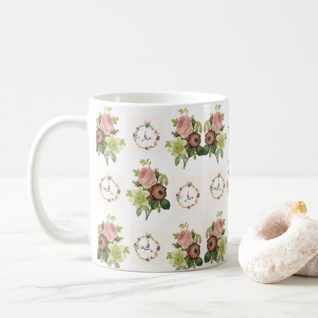 Taza De Café flores de barro (Con donut)