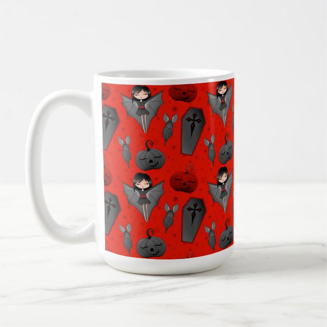 TAZA DE CAFÉ FLORES DE BATERÍA DE HALLOWEEN CUTE HALLOWEEN (Izquierda)