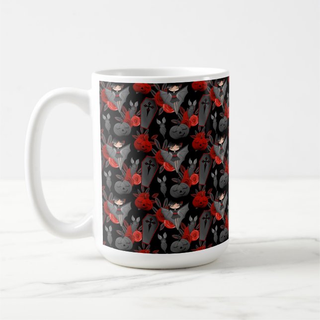 TAZA DE CAFÉ FLORES DE BATERÍA DE HALLOWEEN CUTE HALLOWEEN (Izquierda)