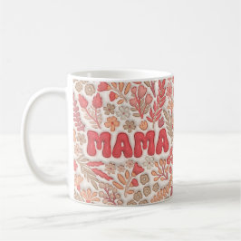Taza De Café Flores de Boho Rojo infladas 3D Mamá