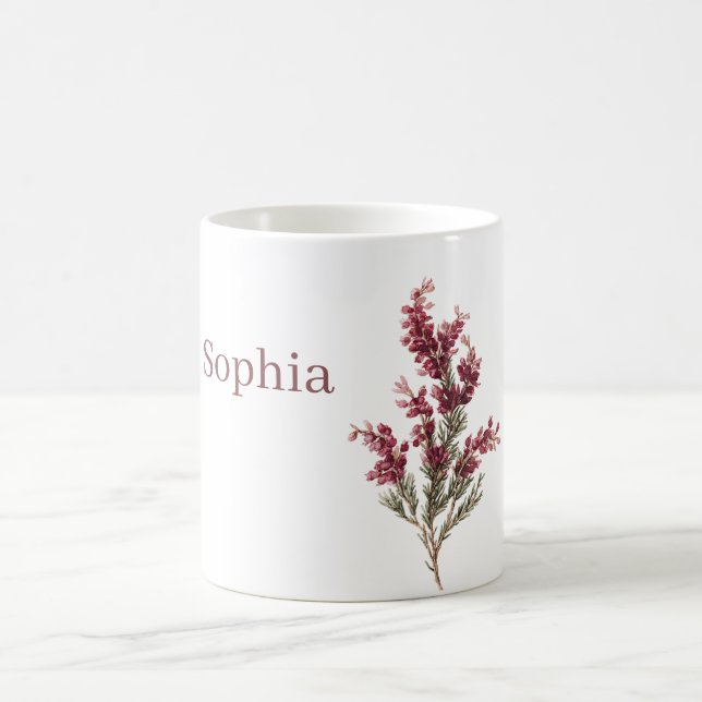 Taza De Café Flores de Borgoña Personalizadas (Centro)