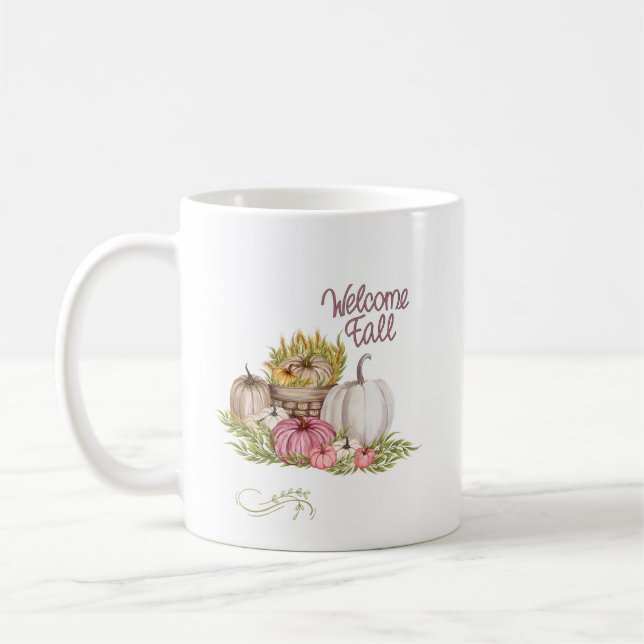 Taza De Café Flores de calabazas de otoño de bienvenida (Izquierda)