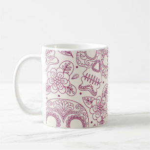 Taza De Café Flores De Calavera: Día Mexicano Sin Maravillas.