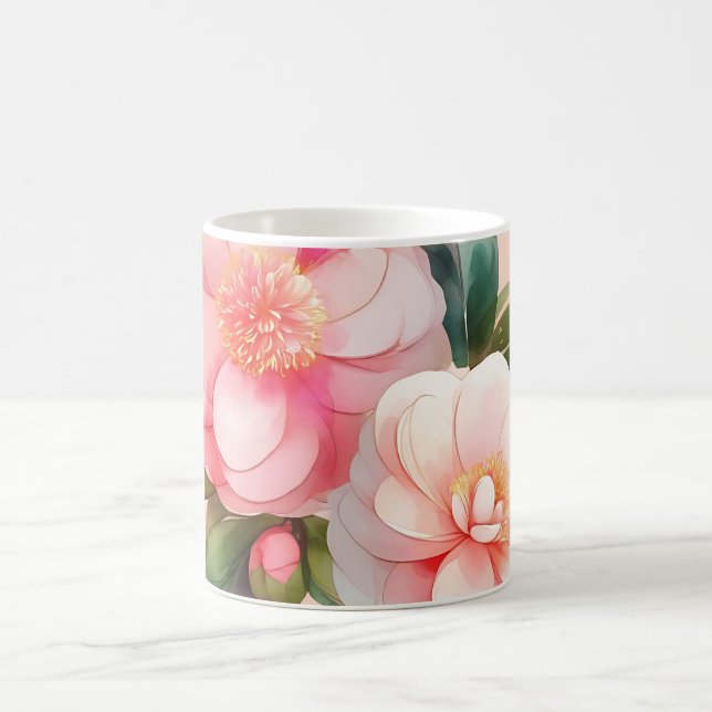 Taza De Café Flores de camellia rosa (Centro)