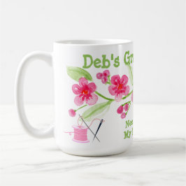 Taza De Café Flores de Cerezo Pintadas a Mano Granny Punto de C
