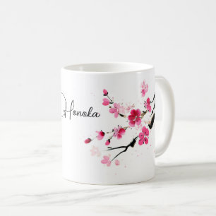 Taza De Café Flores de cerezo rosadas con un nombre en letra sc