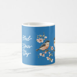 Taza De Café Flores de cerezo rosadas flores alegría aves azule