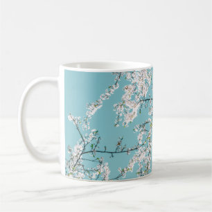 Taza De Café Flores de cerezo: Tendencia floral turquesa