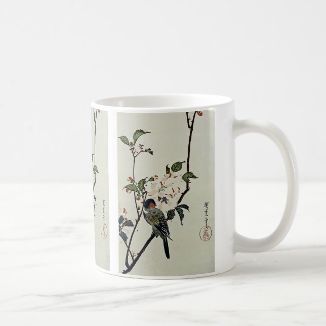 Taza De Café Flores de cerezo y aves pequeñas (Derecha)