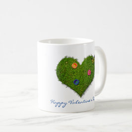 Taza De Café Flores de césped en forma de corazón mariposa