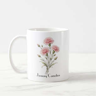 Taza De Café Flores de Clavel de Enero