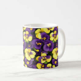 Taza De Café Flores de color amarillo y púrpura
