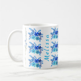 Taza De Café Flores de color azul botánico de moda