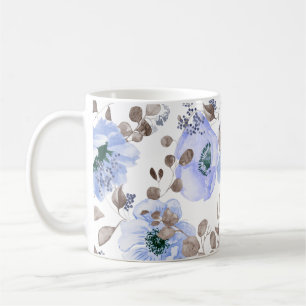 Taza De Café Flores de color azul de moda