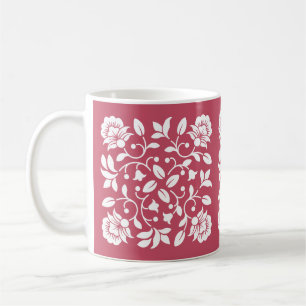 Taza De Café Flores de color blanco y Rubor