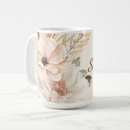 Taza De Café Flores de color de agua de boho modernas personali