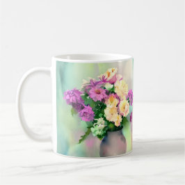 Taza De Café Flores de color de agua de bonito en grano