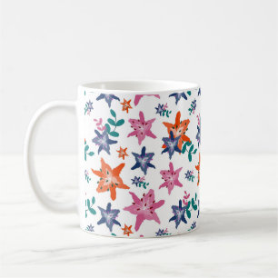 Taza De Café Flores de color de agua dulce pastel