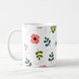 Taza De Café Flores de colores bastante diferentes y follaje ve