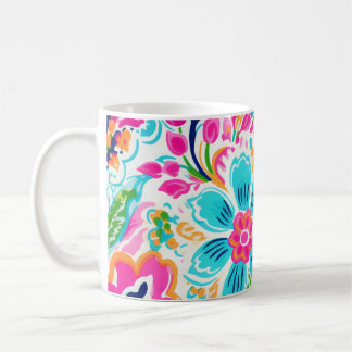 Taza De Café Flores de colores florales de Paisley Preppy Brill