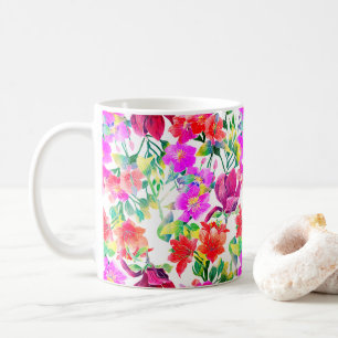 Taza De Café Flores de colores tropicales elegantes