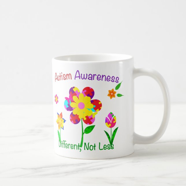 Taza De Café Flores de conciencia del autismo (Derecha)