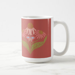 Taza De Café Flores de cono de Kansas de 15 onzas, rosadas, cor