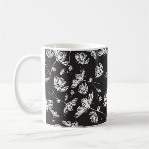 Taza De Café Flores de cosmos blancos: patrón aislado.
